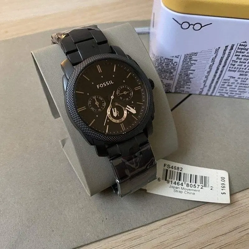 Fossil Machine Mid-Size Chronograph Black Dial Men's Watch | FS4682